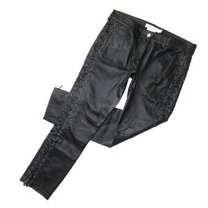 NWT Isabel Marant x H&M Leather Skinny in Black Lace-up Side Stretch Pants 8